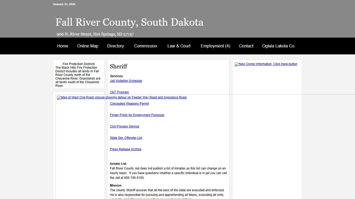 Sheriff - Fall River County, South Dakota